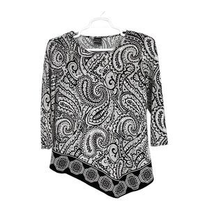 Coco Bianco Paisley Black And White Tunic Blouse Top M